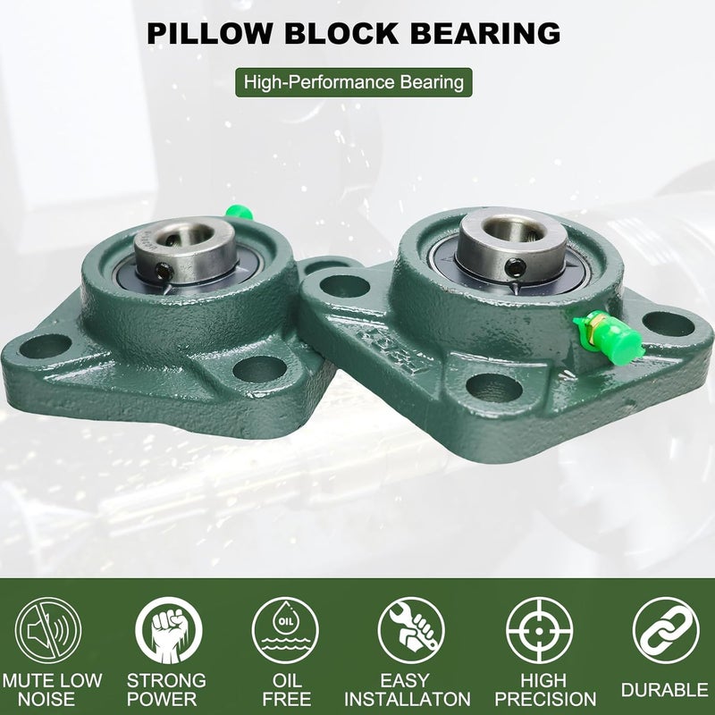 SACKORANGE 2 Pack UCF201-8 Pillow Block Bearing - Square Flange Mounted Pillow Block Bearings - Bearing Steel Bearings with 1/2" Bore - Self Alignment, Solid Cast Iron Base - Image 3